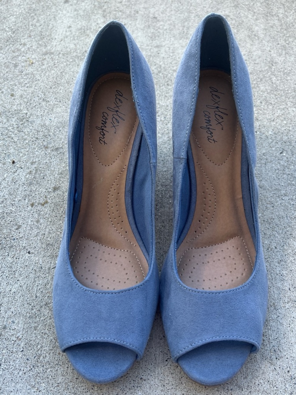 dexflex comfort Slate Blue Suede Peep-Toe Pumps Womens SZ 9